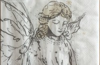 Serviettes blanches avec ange "Like an angel"