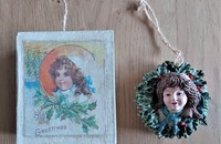 Couronne de noël avec tête de fille retro à suspendre