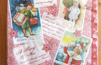 Serviettes retro enfants à noël