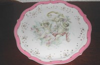 Assiette à tourte ANGE avec bordure rose