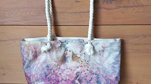 Grand sac porté épaule ange avec violoncelle